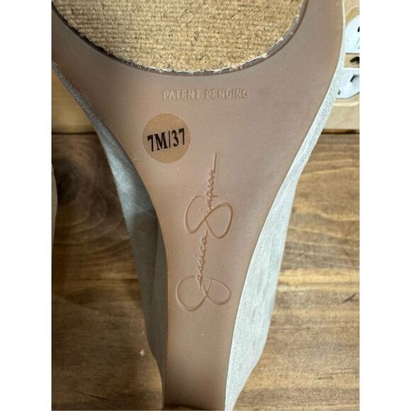 Jessica Simpson Selonia Women's Size 7Wedge Pump Shoes Warm Stone MicroSuede Gem - Picture 7 of 13